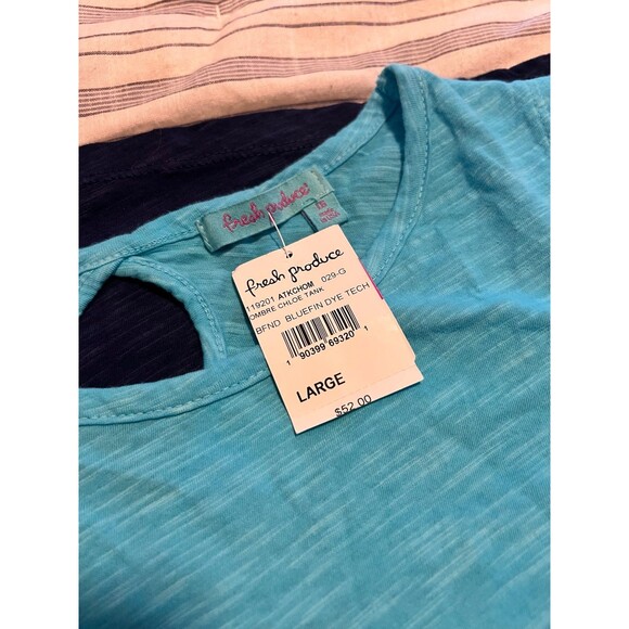 Fresh Produce Blue Colorblock Long Tank Top/Tunic with Keyhole - NWT! Size Large - Picture 7 of 9